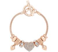 Lipsy Rose Gold Crystal Pave Heart Charm T-Bar Bracelet