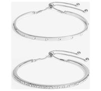 Lipsy Silver Crystal Bar Toggle Bracelets - Pack Of 2