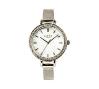 Lipsy Silver Mesh Strap Silver Marble Dial Stone Set Bezel Watch LP972 - Stainless Steel / Mineral Glass