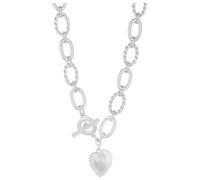 Lipsy Silver Plated Textured Heart Charm T-Bar Necklace
