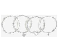 Lipsy Silver Polished Ball Heart Charm Stretch Bracelets