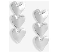 Lipsy Silver Polished Molten Triple Heart Drop Earrings