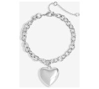 Lipsy Silver Polished Puffed Heart Double Chain Bracelet