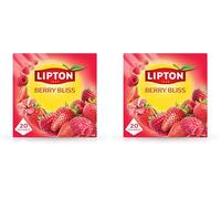 Lipton Berry Bliss Fruit Infusion Herbal Tea Bags - Raspberry, Strawberry & Hibiscus, 20 Plant-Based Pyramid Bags, Caffeine-Free, Natural Flavours. (Pack of 2)