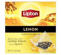 Lipton Black Tea Lemon, Pyramid Tea Bags, Flavored Tea Bags for a Refreshing Cup of Tea, Total 20 Tea Bags