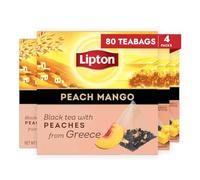 Lipton Black Tea Peach Mango, Pyramid Tea Bags, Flavored Teabags for a Refreshing Cup of Tea, 80 Total Tea Bags (20ct - Pack of 4)