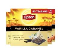 Lipton Black Tea Vanilla Caramel, Pyramid Tea Bags, Flavored Teabags for a Refreshing Cup of Tea, 80 Total Tea Bags (20ct - Pack of 4)