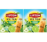 Lipton Ice Tea, Green Tea Citrus Mint, 10 pyramid tea bags, Zero Calories, Zero Sugar (Pack of 2)