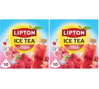 Lipton Ice Tea, Hibiscus Raspberry, 10 pyramid tea bags, Zero Calories, Zero Sugar (Pack of 2)