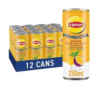 Lipton Kombucha Mango & Passion Fruit, 250ml Bottle (Pack of 12)