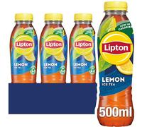 Lipton Lemon Bottled Ice Tea 500 ml (Pack of 24), Low Calorie Soft Drink , 100% Black Tea Extract