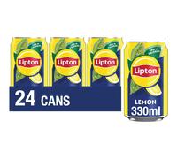Lipton Lemon Ice Tea Can 330 ml (Pack of 24) - Low-Calorie, 100% Black Tea Extract, No Artificial Preservatives
