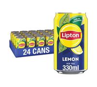 Lipton Lemon Ice Tea Can 330 ml (Pack of 24), low calorie soft drink , 100% black tea extract