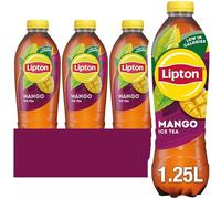 Lipton Mango Bottled Ice Tea 1.25 L (Pack of 6), low calorie soft drink , 100% black tea extract