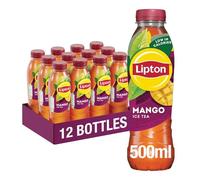 Lipton Mango Bottled Ice Tea 500ml (Pack of 12), low calorie soft drink , 100% black tea extract