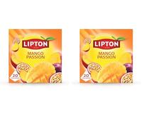 Lipton Mango Passion Fruit Infusion Herbal Tea Bags - Mango & Passion Fruit, 20 Plant-Based Pyramid Bags, Caffeine-Free, Natural Flavours. (Pack of 2)