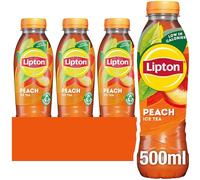 Lipton Peach Bottled Ice Tea 500 ml (Pack of 24), Low Calorie Soft Drink , 100% Black Tea Extract