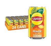Lipton Peach Ice Tea Can 330 ml (Pack of 24), Low Calorie Soft Drink, 100% Black Tea Extract