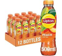 Lipton Peach Ice Tea, Refreshing Flavoured Iced Tea Drink, Low in Calories, 500ml, Pack of 12