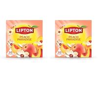 Lipton Peach Paradise Fruit Infusion Herbal Tea Bags - Peach & White Hibiscus, 20 Plant-Based Pyramid Bags, Caffeine-Free, Natural Flavours. (Pack of 2)