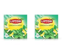 Lipton Smooth Mint Fruit Infusion Herbal Tea Bags - Mint & Lemon Peels, 20 Plant-Based Pyramid Bags, Caffeine-Free, Natural Flavours. (Pack of 2)