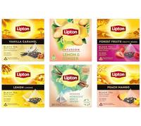Lipton Tea Bags Variety Pack 6 Flavours x 20 Pyramid Bags - Black Tea & Herbal Infusions - Lemon, Peach Mango, Forest Fruits, Vanilla Caramel, Lemon Ginger, Mint & Spices