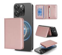 Lipvina For iPhone MagSafe Wallet with Kickstand - Magnetic Card Holder RFID Blocking Compatible with iPhone 17/16/15/14/13/12 Series Pro/Max/Plus (Pink)