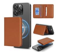 Lipvina For iPhone MagSafe Wallet with Kickstand - Magnetic Card Holder RFID Blocking Compatible with iPhone 17/16/15/14/13/12 Series Pro/Max/Plus (Brown)