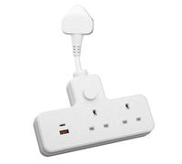 LIPWEL Extension Plug Socket 2 Way Multi Plug Adaptor UK Extension Lead with USB Slots PD20W Fast Charging, Overload Protection Switch & Surge Protected, 13A 3250W Heavy Duty for Home Corner, White