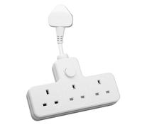 LIPWEL Plug Extension Socket 3 Way Multi Plug Adapter UK Multiplug Socket Extension Lead Surge Protected 1000J Heavy Duty 13A Power Strip Main Switch, Rotating Connector, White