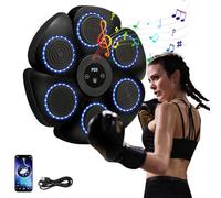 Lipwort 9 Level Speed Mode Adjustment Music Boxing Machine, Bluetooth Musical Boxing Machine with Boxing Gloves, Wall Mounted Punching Machine (Black:machine + Sticker + charging cable)