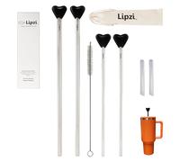 Lipzi - Anti Wrinkle Straw - Stainless-Steel anti-wrinkle drinking straws, Reusable Straws with Cleaning Brush - Eco-Friendly Vs Plastic - Two 40 oz Tumbler Compatible Straws - 4 Straws Total