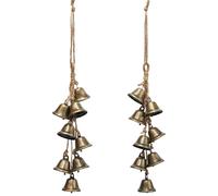 liqepye 2 Pieces 16.5 Inches Witch Bells Protection Door Knob Hangers Outdoor Witch Wind Chimes 8 Brass Bells Witchcraft Supplies for Home Decor