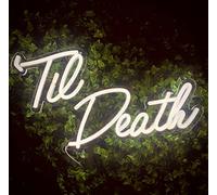 LiQi ™ ' Till Death Neon Sign, for Wedding Engagement Anniversary Party Decoracion,De Para Boda Art Decoration,led Wedding Decor Signs, Light Up Sign Wall Light Backdrop USB Powered, 15"*9",white