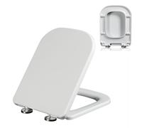 LIQONWAG 04C,Square Toilet Seat Urea Formaldehyde Slow Close Toilet Seat with 360° Adjustable Metal Hinge,-Click Quick Disassembly, Easy to Install and Clean, Quiet-Close Lid and Seat, White/04B