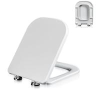 LIQONWAG 04C,Square Toilet Seat Urea Formaldehyde Slow Close Toilet Seat with 360° Adjustable Metal Hinge,-Click Quick Disassembly, Easy to Install and Clean, Quiet-Close Lid and Seat, White/04C