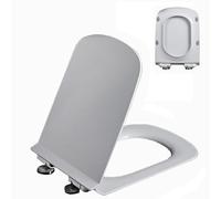 LIQONWAG 04C,Square Toilet Seat Urea Formaldehyde Slow Close Toilet Seat with 360° Adjustable Metal Hinge,-Click Quick Disassembly, Easy to Install and Clean, Quiet-Close Lid and Seat, White/04E