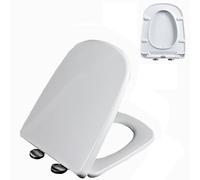 LIQONWAG 04C,Square Toilet Seat Urea Formaldehyde Slow Close Toilet Seat with 360° Adjustable Metal Hinge,-Click Quick Disassembly, Easy to Install and Clean, Quiet-Close Lid and Seat, White/04H