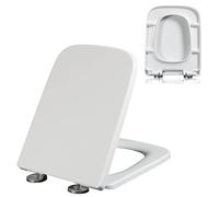 LIQONWAG 04C,Square Toilet Seat Urea Formaldehyde Slow Close Toilet Seat with 360° Adjustable Metal Hinge,-Click Quick Disassembly, Easy to Install and Clean, Quiet-Close Lid and Seat, White/04A