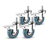 LIQONWAG 4X Swiveler Wheels, Durable Non Marking Smoothers, Pvcnitureer Wheels, No Noise, Safetydual Lockingers, for Cart,Niture, Toolbox Workbench/Brake/75Mm/M10