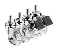 LIQONWAG 50Mm Swiveler Wheels, M8X15Mm,M10X15Mm Stemers, 360 Degree Threaded Swivelers, Set of 4,Nitureer, Transparent Rubbered Trolley Wheels/2 Braked+2 Swivel/M8*15Mm