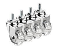 LIQONWAG 50Mm Swiveler Wheels, M8X15Mm,M10X15Mm Stemers, 360 Degree Threaded Swivelers, Set of 4,Nitureer, Transparent Rubbered Trolley Wheels/4 Swivel/M8*15Mm