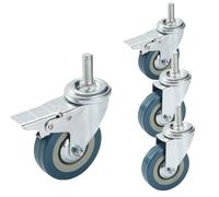 LIQONWAG 65/75Mm Threaded Swiveler Wheels, 4X No Noiseer with Brake, M10 M12, Each Wheel Can Bear 80Kg, Antiwear, Safetylockingers, Forniture, Workbench/Swivel+Brake/65Mm/M10