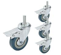 LIQONWAG 65/75Mm Threaded Swiveler Wheels, 4X No Noiseer with Brake, M10 M12, Each Wheel Can Bear 80Kg, Antiwear, Safetylockingers, Forniture, Workbench/Brake/75Mm/M10