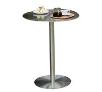 LIQONWAG Bar Table Round Pub Table Modern Bitables Sofa Side Table End Table for Living Room,Standing Breakfast Desk with Stainless Steel Top and Stand, Easy to Assemble/50 * 50 * 75Cm