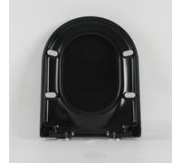 LIQONWAG Black Toilet Seats, D Shaped Toilet Seat with Soft Close & Quick Release Adjustable Hinge Toilet Lid Cover for Family Bathroom, D S36 * 45Cm/Black