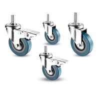 LIQONWAG Braked Swivelor Wheels, 65Mm 75Mm PVC Swivel Trolleynitureer, Locking Wheel Brakes, No Noise Transportors, Non Marking Threaded Stemers, Pack 4/Swivel+Brake/65Mm/M12