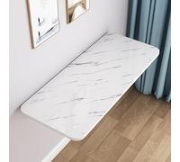 LIQONWAG Brass Wall Mounted Folding Table - Space Saving Drop Leaf Desk for Kitchen, Dining Room & Home Bar - Sturdy & Multifunctional Fold Down Table/White/70 * 40 * 2.5Cm
