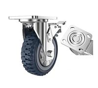 LIQONWAG Caster Wheel Heavy Duty 1 Pack,Industrial Transporterskid Rubber Swiveler,Off-Road Type,Wheel Load-Bea450Kg/Withbrake/4In