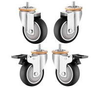 LIQONWAG Caster Wheels, 2*Swiveler, 2*Brakeer, Threaded Stemers, No Floor Marks, Tprnitureer Wheels, No Noise, Glide Quietly, for Cart,Niture, Workbench/M10*30Mm/4In